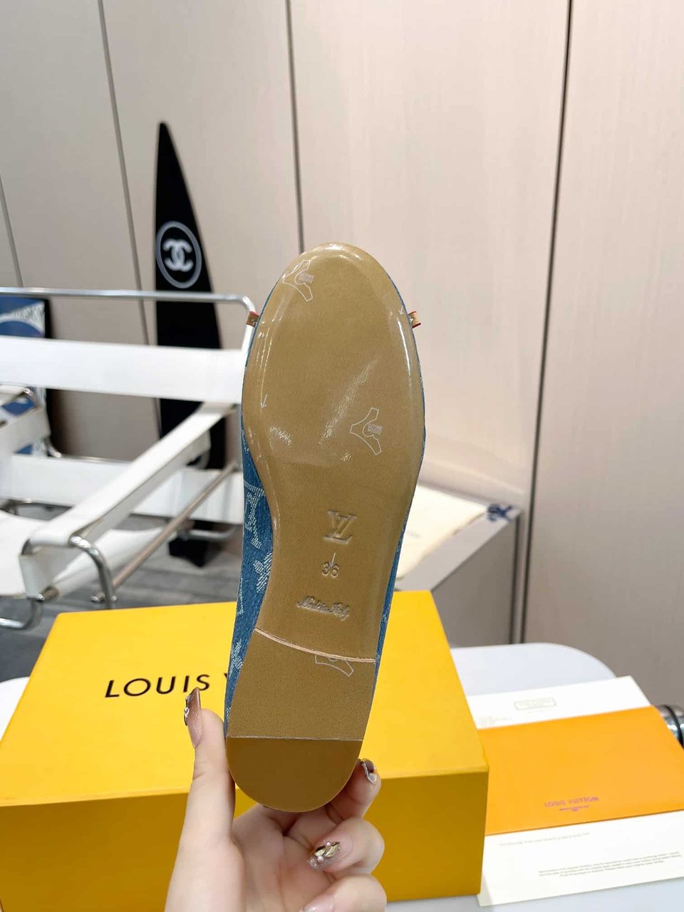 Louis Vuitton Nina Doll Shoes Denim Blue 1Ack91 view 3