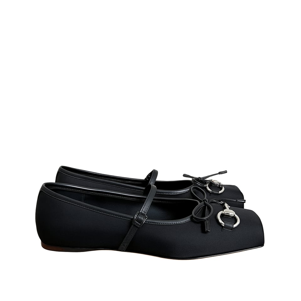 Gucci Women’S Horsebit Ballet Flat Satin Black