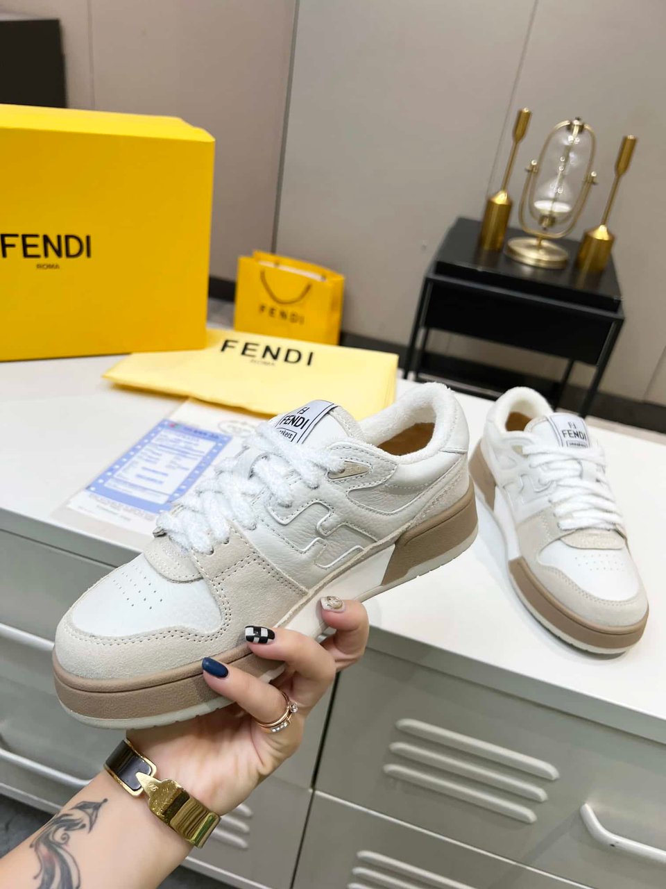 Fendi Match Suede Low Tops White 8E8252Ahh2F1Fhs view 8