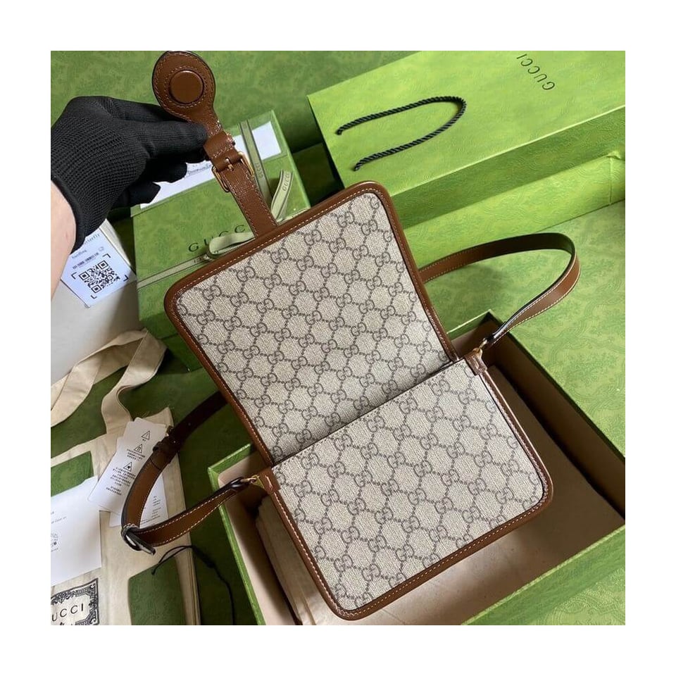 Gucci Mini Shoulder Bag with Interlocking G in GG Supreme view 13