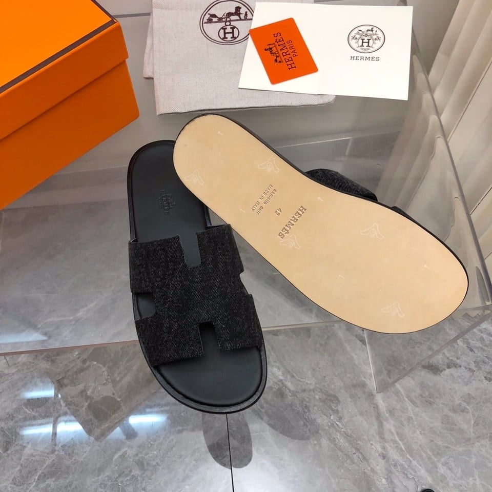 Hermes Izmir Sandal Noir Denim view 8