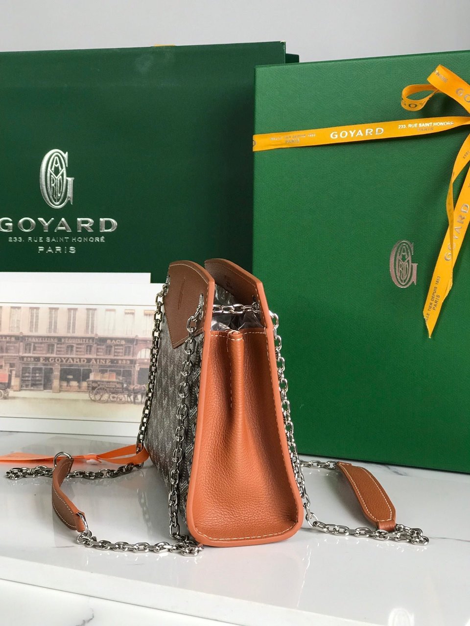 Goyard Rouette Structuré Mini Bag 21 Cm Black Goyardine Canvas And Tan Calfskin view 6
