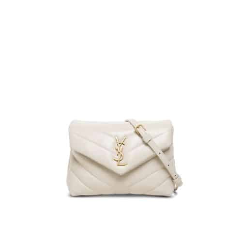 Saint Laurent Loulou Toy Strap Bag In Quilted Y Leather White view 2