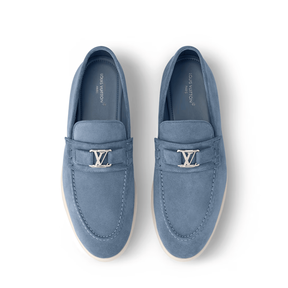 Louis Vuitton Blue Suede Loafers Buckle For Men view 4