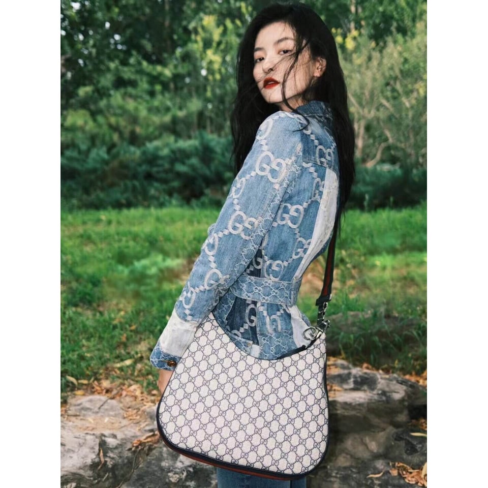 Gucci GG Supreme Attache Medium Shoulder Bag Blue view 6