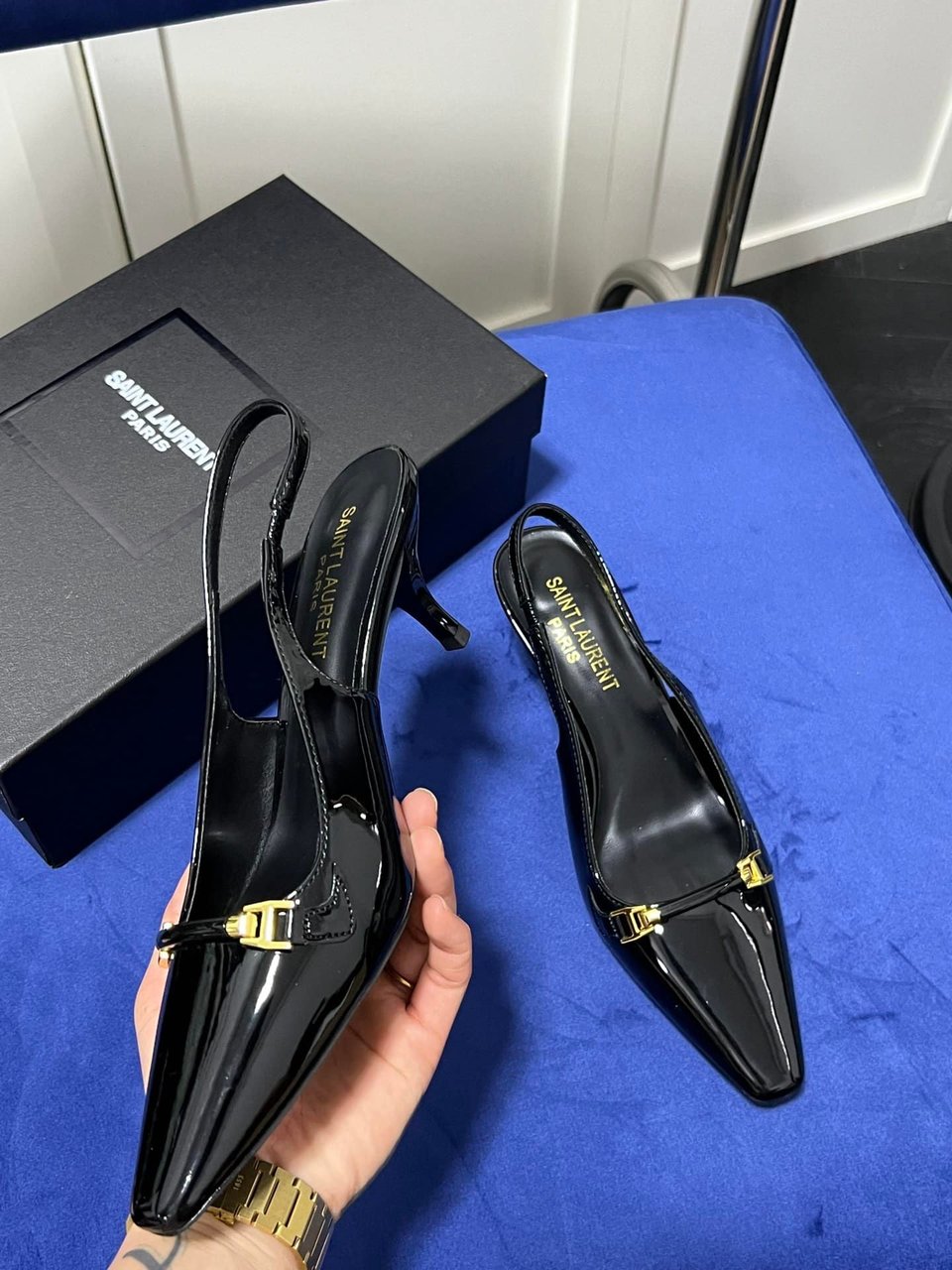 Saint Laurent Blade Patent Leather Pumps view 4