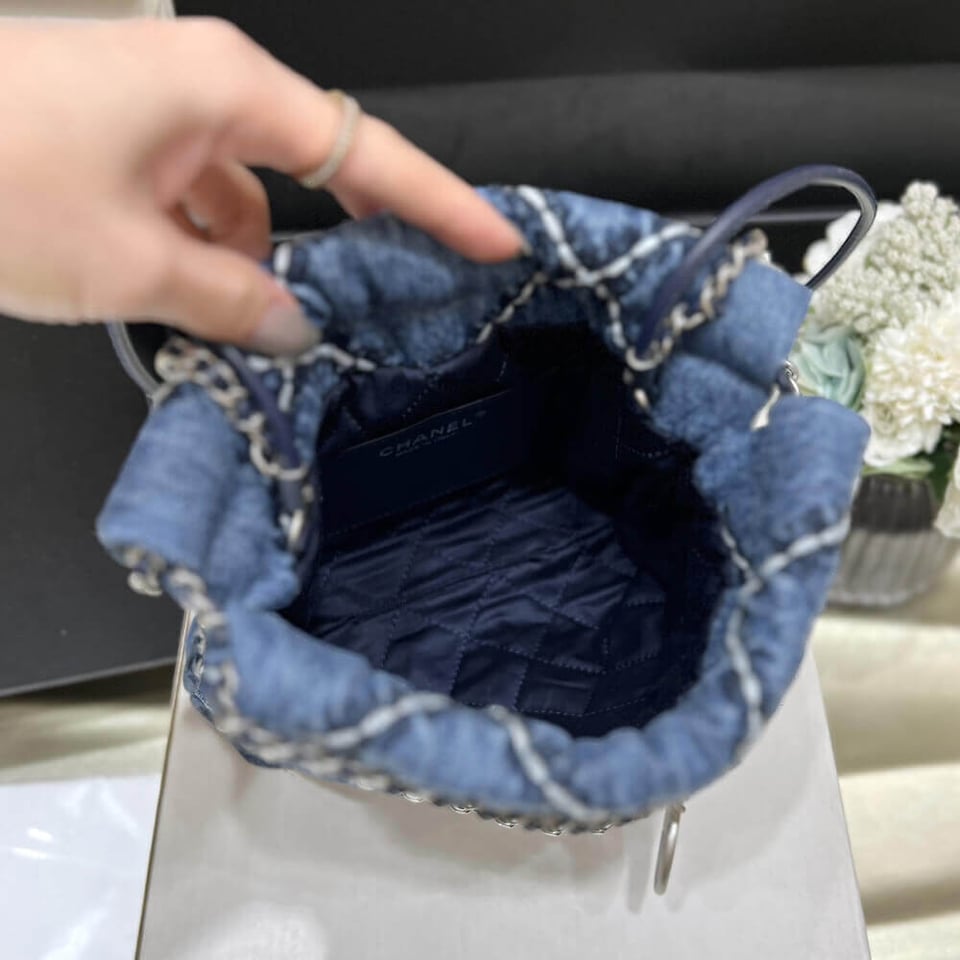 Chanel 22 Mini Handbag in Stitched Denim view 10