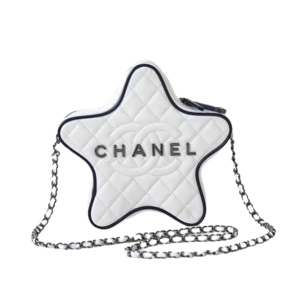 Chanel Star Hand Bag Black Metal White 22Cm/8.7in