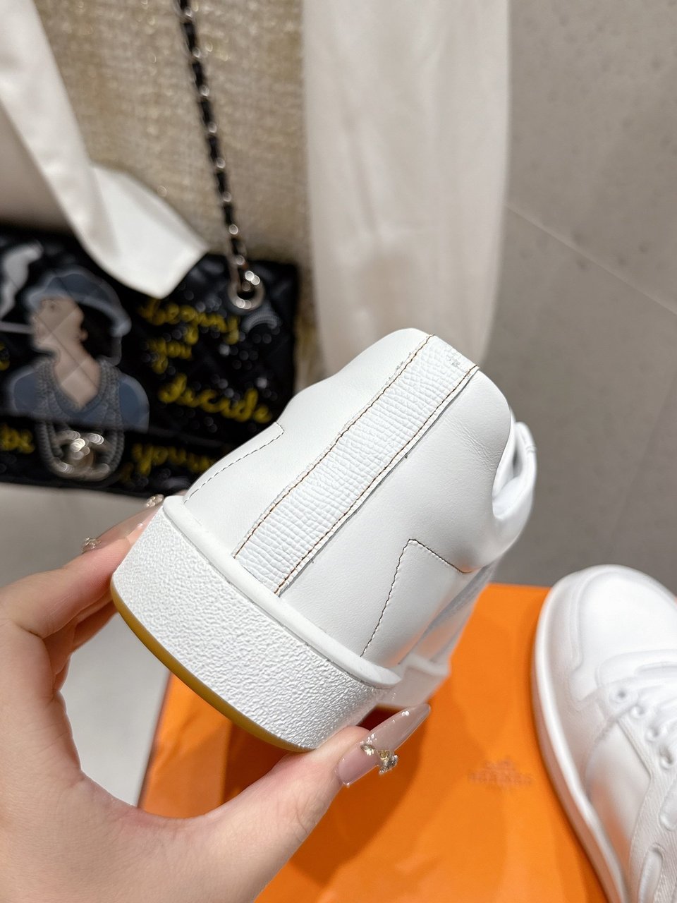 Hermès White Advantage Sneaker- Shoes for Men view 4