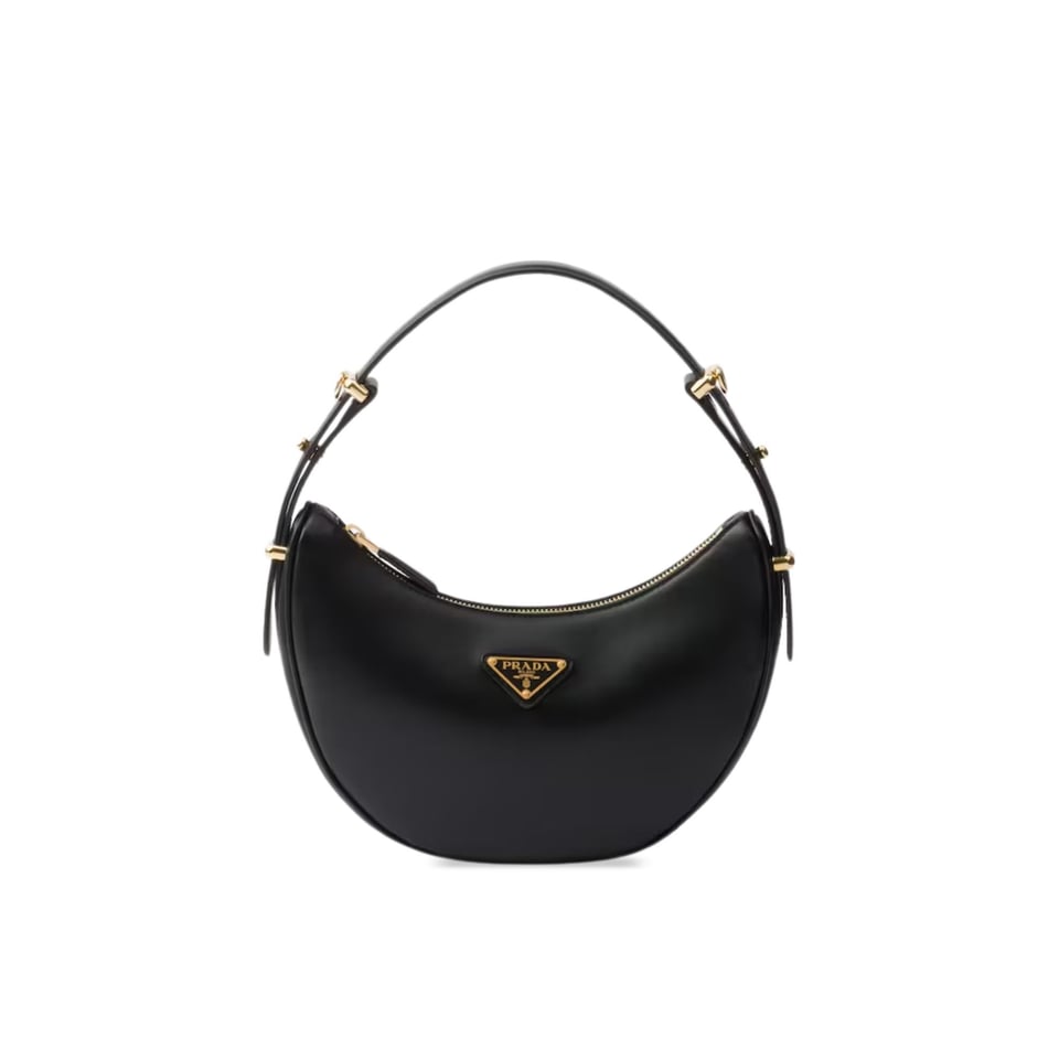 Prada Arqué Leather Shoulder Bag Black 22.5cm view 2