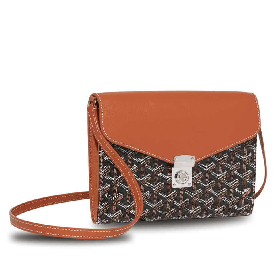 Goyard Chypre Wallet-Pouch 21 Cm Black Goyardine Canvas And Tan Calfskin view 2