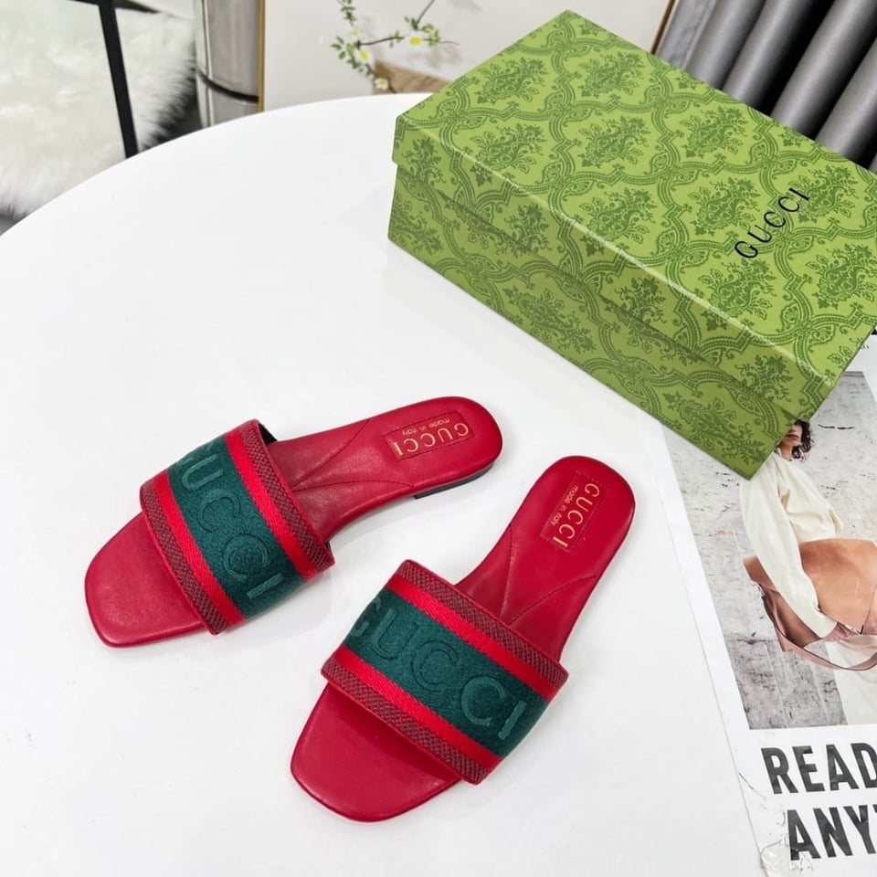 Gucci Women Slide Sandal With Web Green And Red 816350 Faecg 6443 view 3