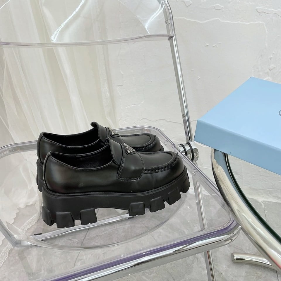 Prada Monolith Brushed Black Leather Loafers 2De129B4Lf0002 view 7