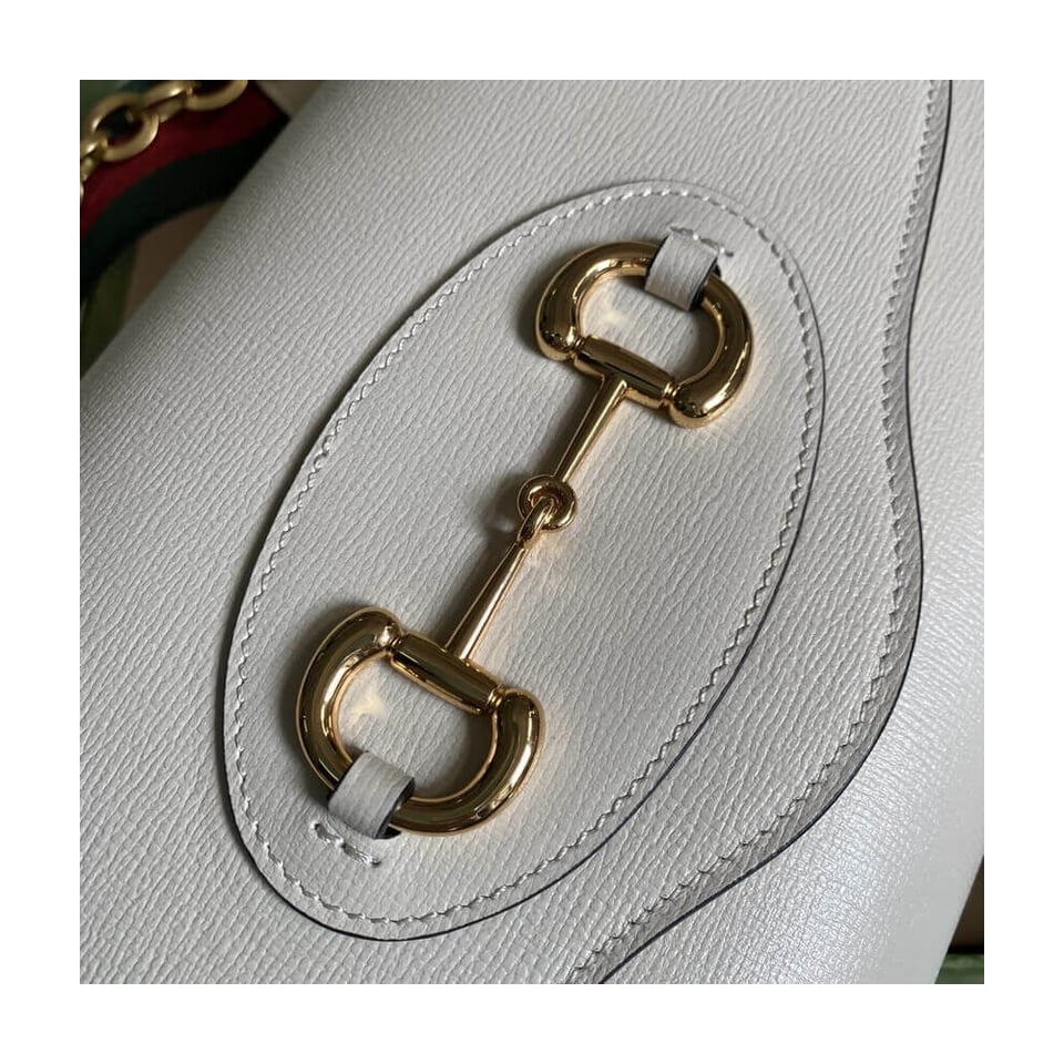 Gucci Horsebit 1955 Small Bag In White Leather view 10