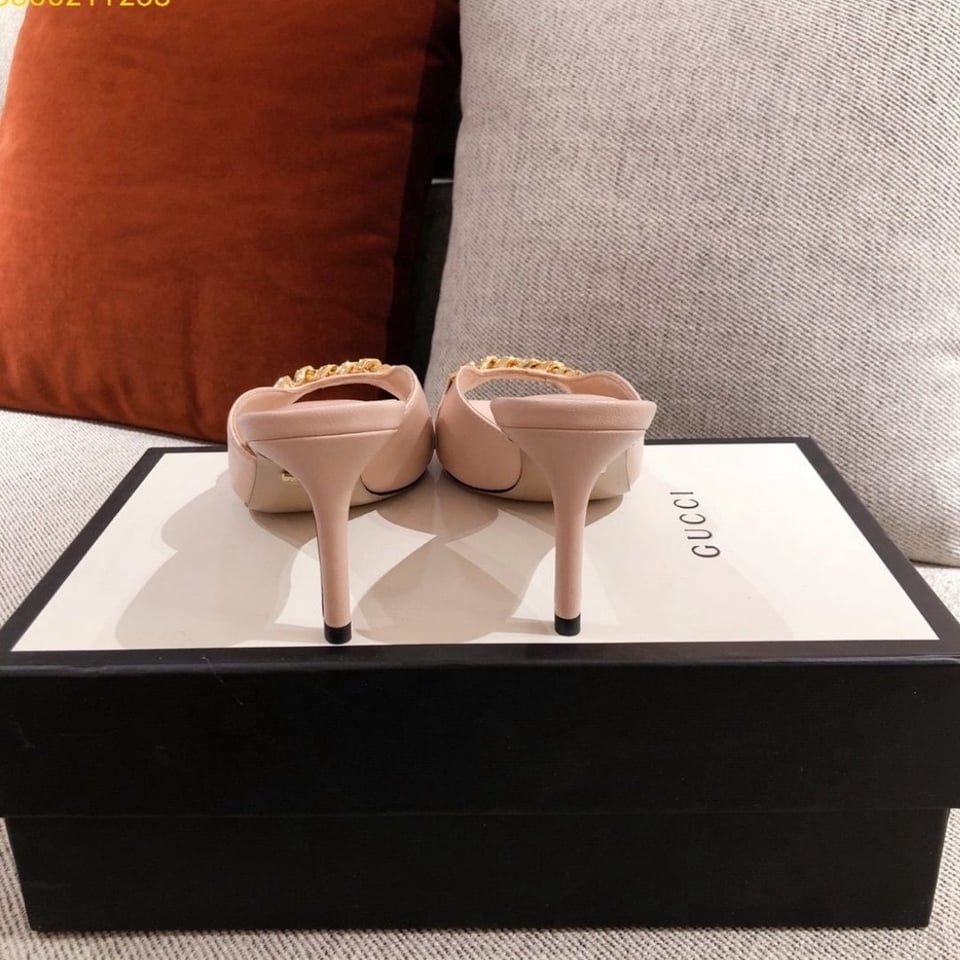Gucci Sylvie Chain Mule Sandals Pink view 6