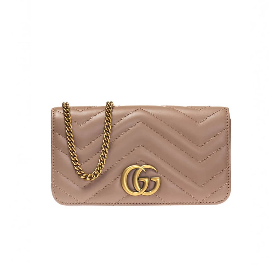 Gucci GG Marmont Mini Bag In Nude Pink Leather view 2