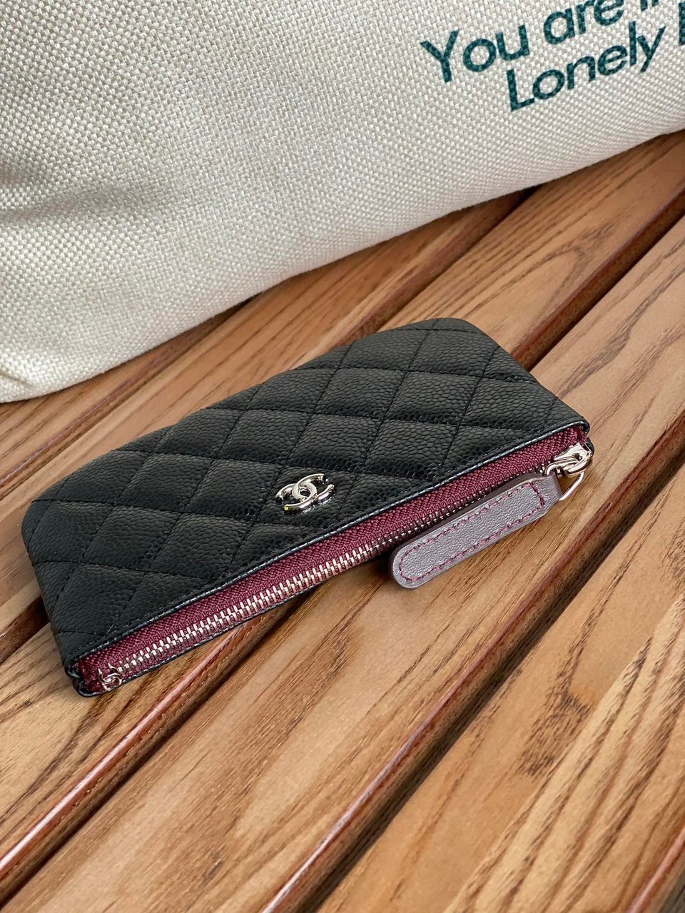 Chanel Zipped Wallet 15 Black Caviar Silver Hardware view 10
