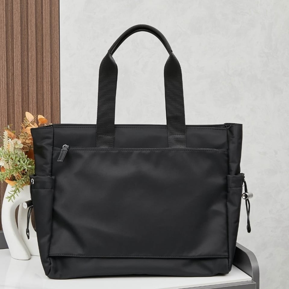 Prada Re Nylon And Saffiano Tote Black 39Cm view 5