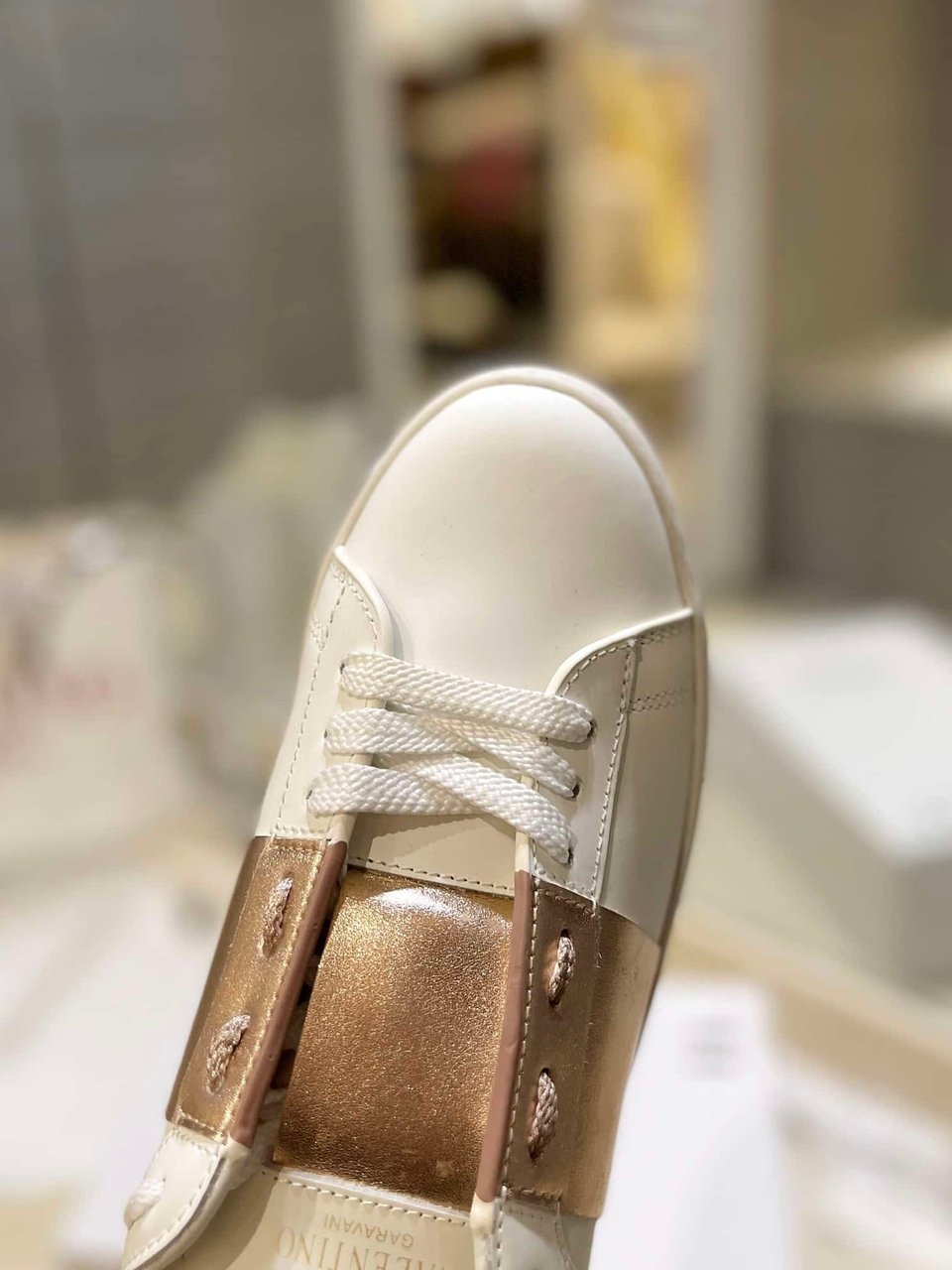 Valentino Garavani Rockstud Open Metallic Leather Sneaker Gold Uy2S0830Flrl71 view 7