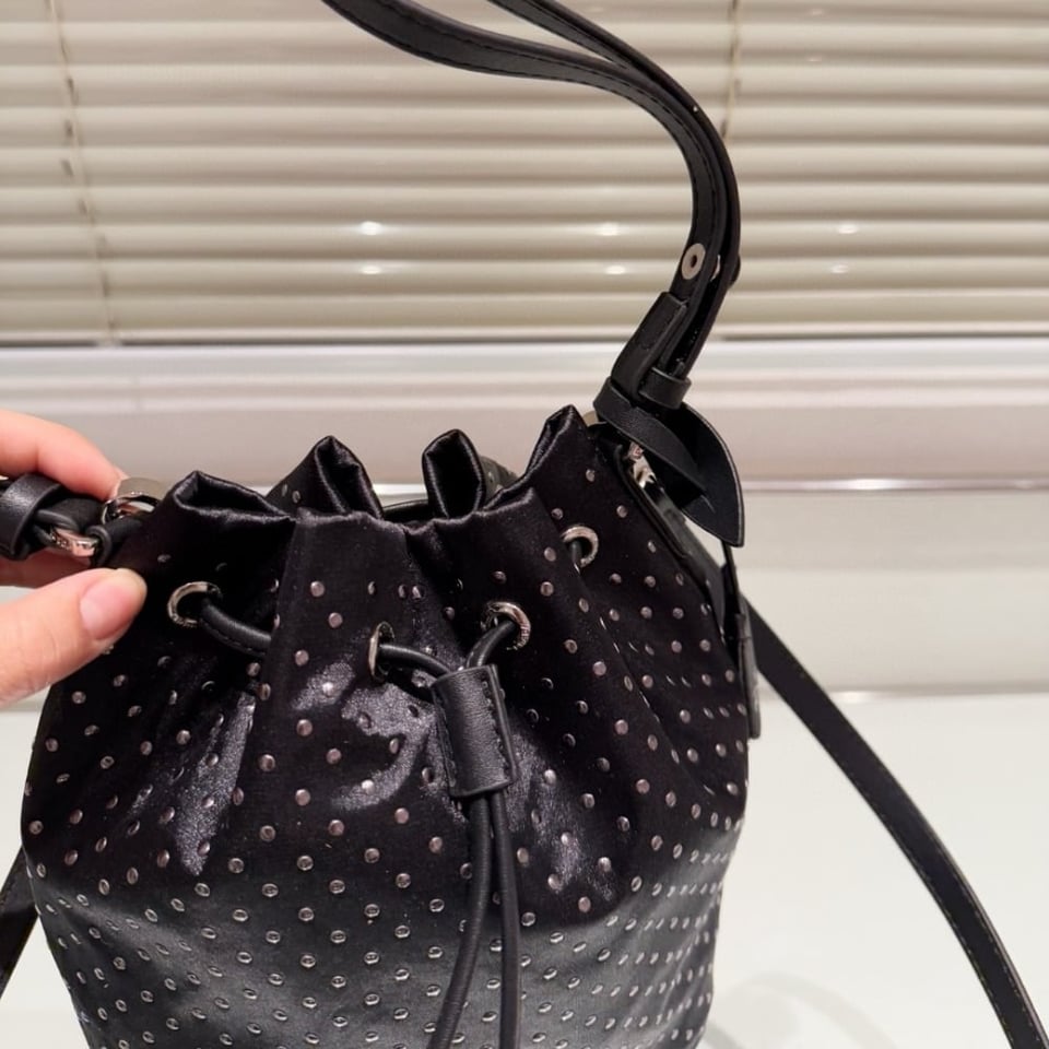 Prada Re Nylon Mini Bag With Studs Black 22Cm view 4