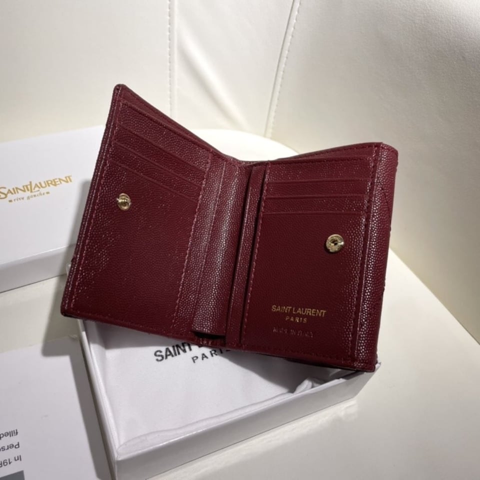 Saint Laurent Cassandre Matelasse Small Envelope Wallet In Grain De Poudre Leather 11Cm view 4