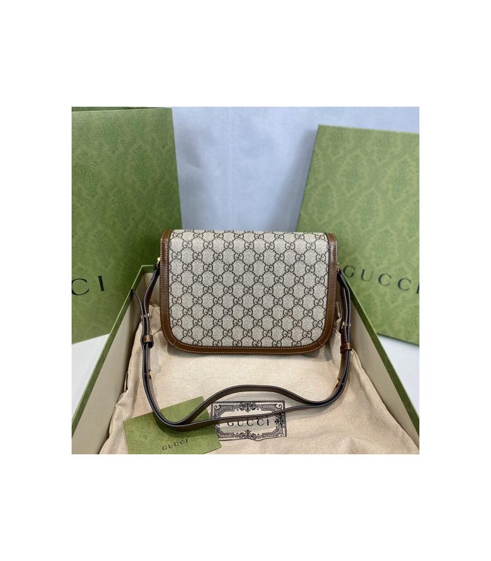 Gucci 1955 Horsebit Brown GG Supreme Canvas Shoulder Bag 25cm view 10