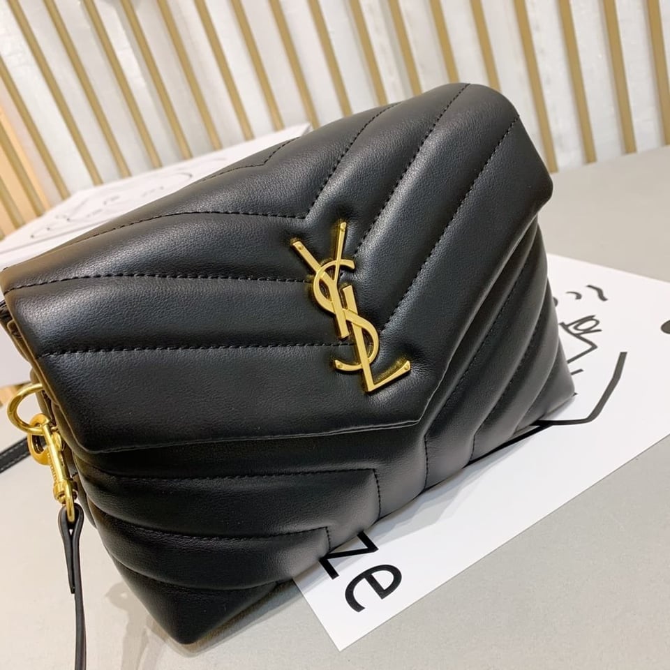 Saint Laurent Loulou Toy Strap Bag In Quilted Y Leather Black view 6