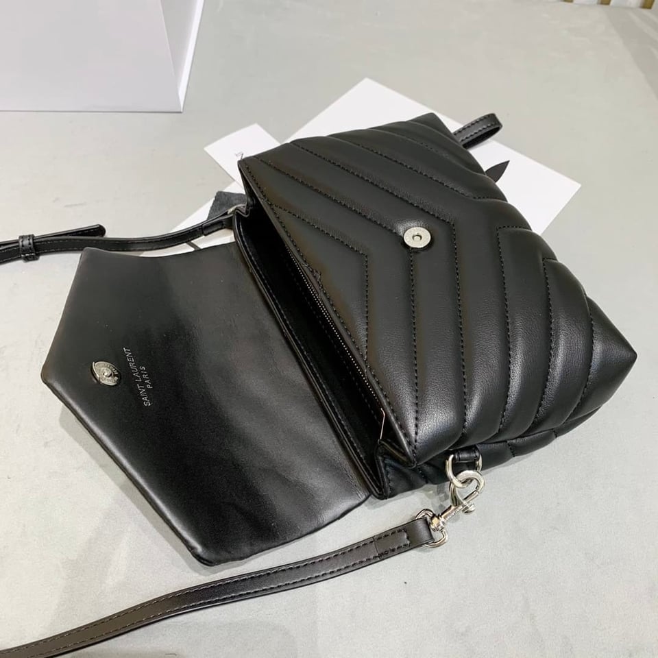 Saint Laurent Loulou Toy Strap Bag In Quilted Y Leather Black view 4