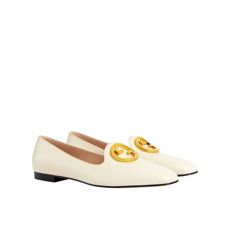 Gucci Logo Plaque Loafers White 723395 C9D00 9022