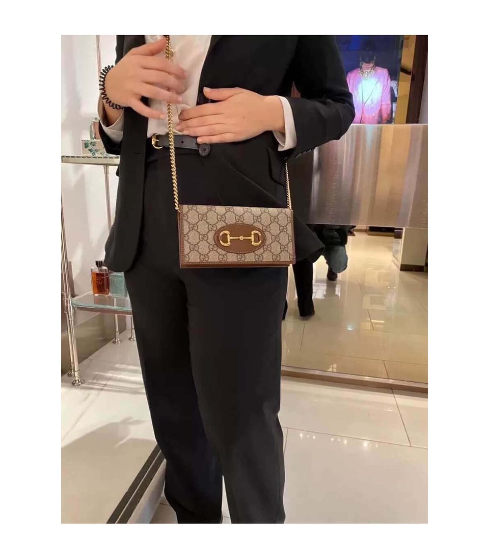Gucci 1955 Horsebit Wallet With Chain Brown 19cm view 5