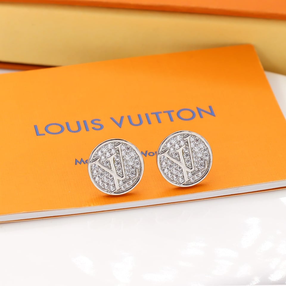 Louis Vuitton Sparkling Circle Stud Earrings White Gold Tone view 2