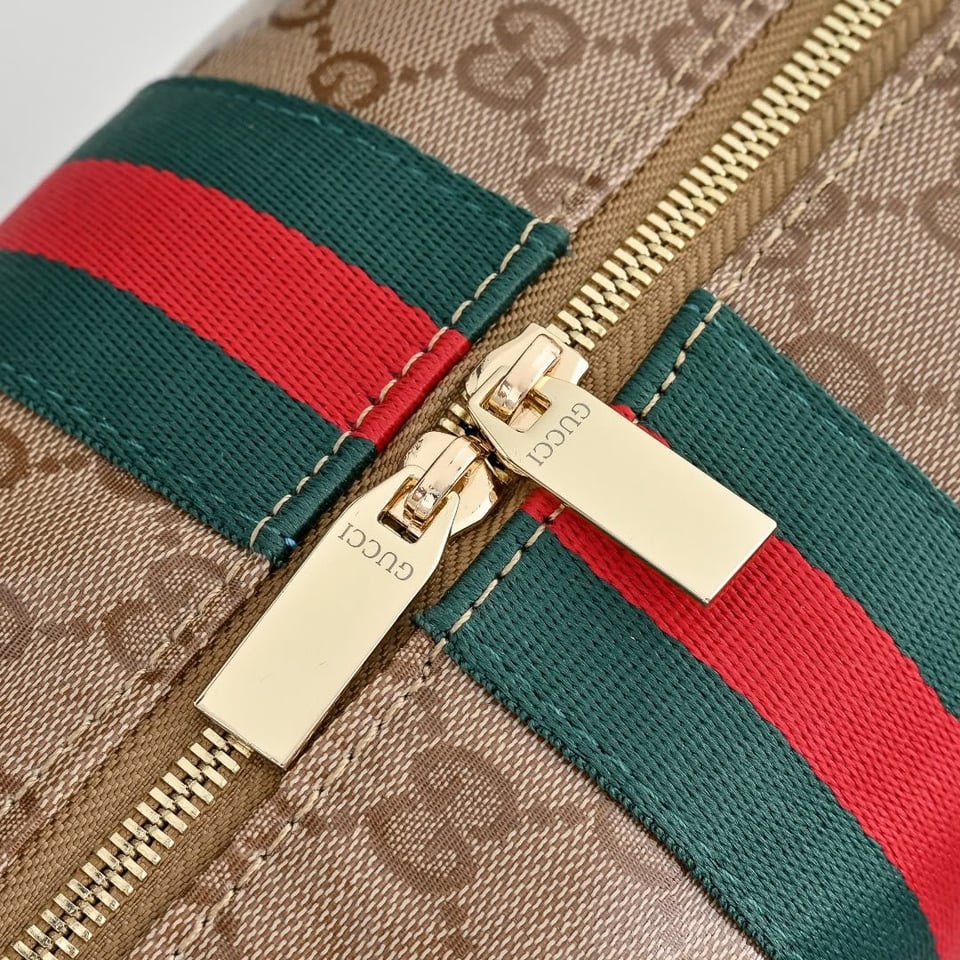 Gucci Melrose Medium Boston Bag 29cm/11.4in Sand And Brown GG Canvas 875228 FAF79 8547 view 8