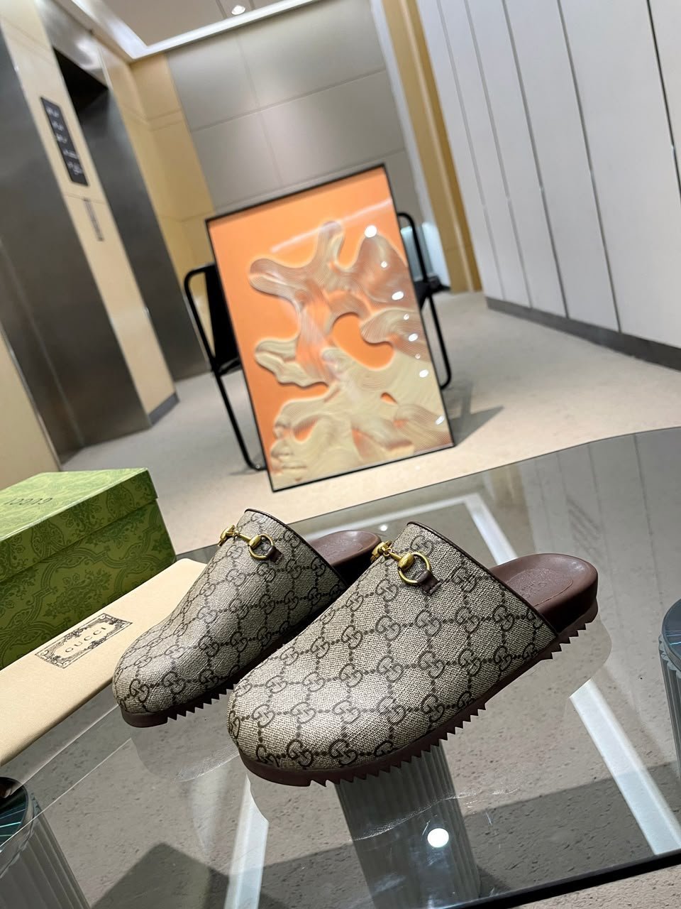 Gucci Mule With Horsebit Beige And Ebony GG Supreme Canvas 749815 For Women view 9