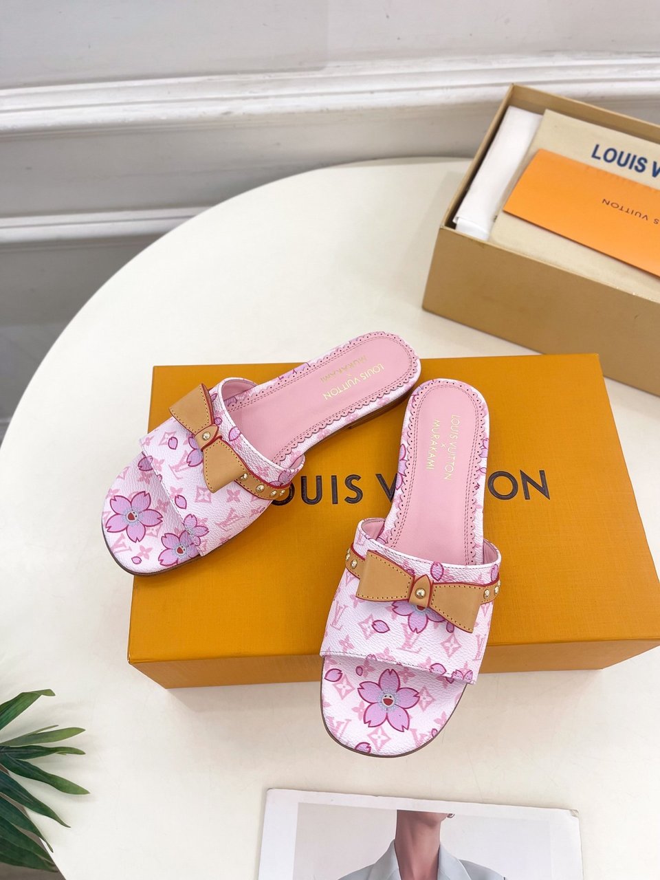 Louis Vuitton x Takashi Murakami Cherry Blossom Flat Slide Sandal view 12
