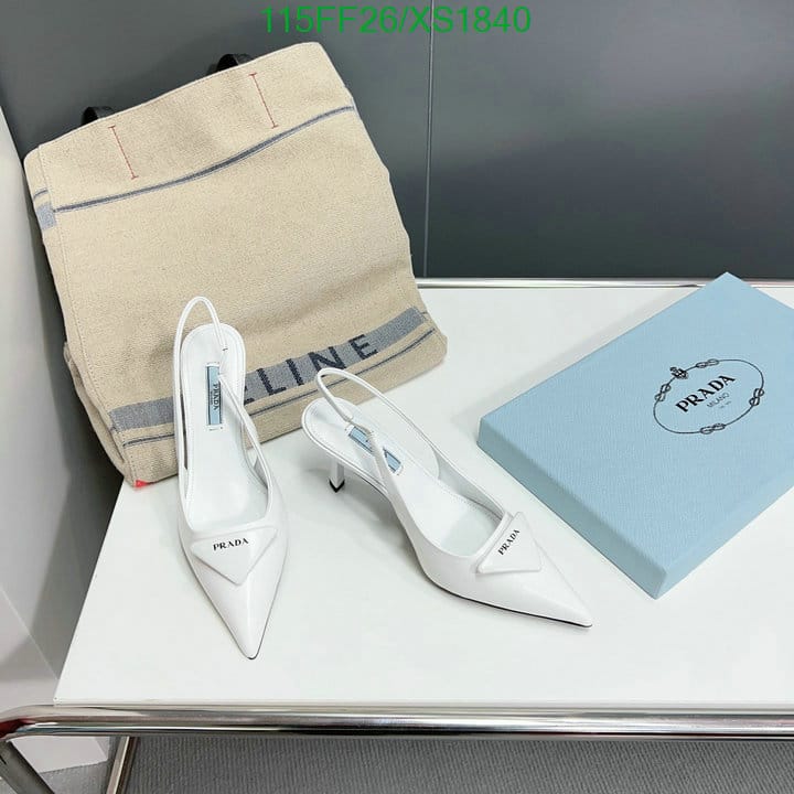 Prada Brushed Leather Slingback Pumps White 1I901M055F0009F075 view 3