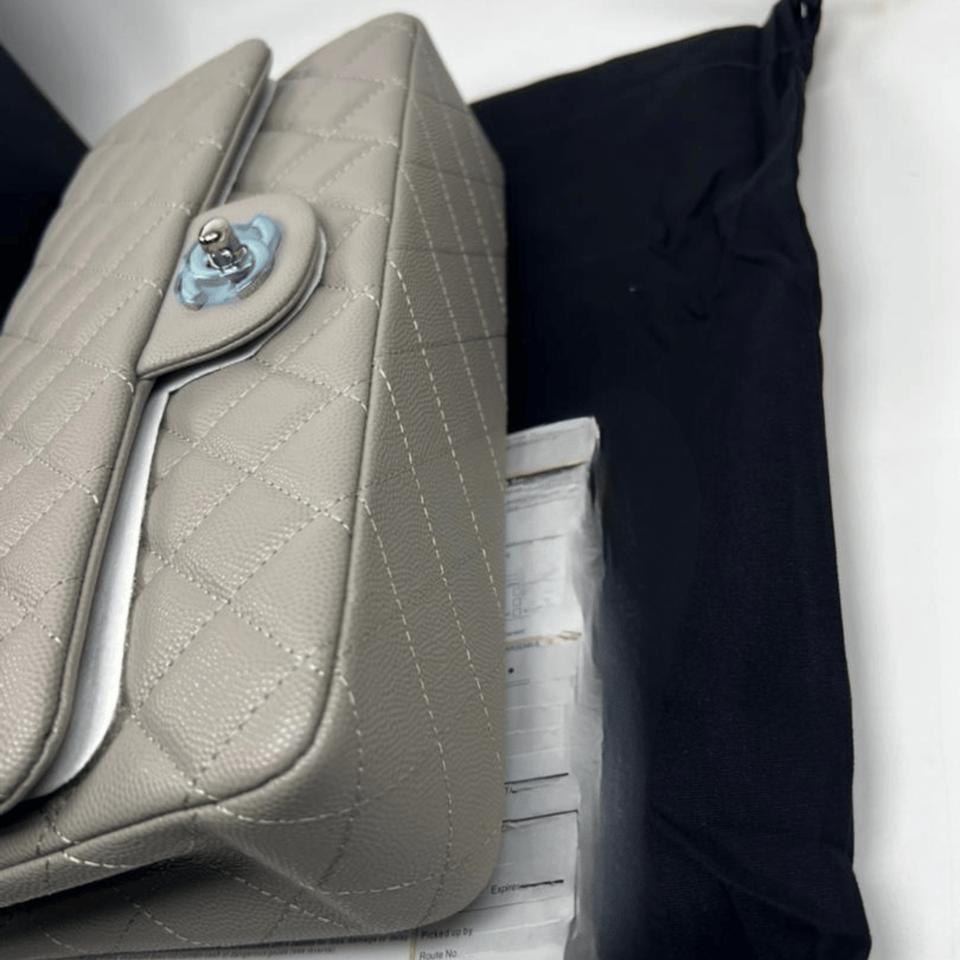Chanel Classic Flap Bag 25 cm Grey Silver- Tone Hardware A01112 view 4