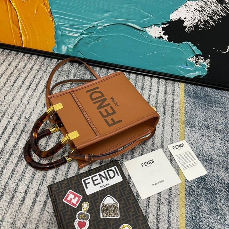 Fendi Mini Sunshine Shopper Leather Bag Brown 18Cm 8Bs051 view 5