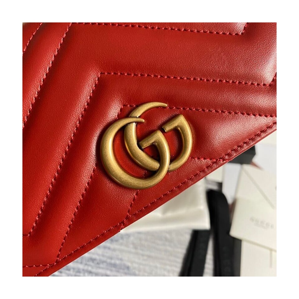 Gucci GG Marmont Mini Bag In Red Leather view 8