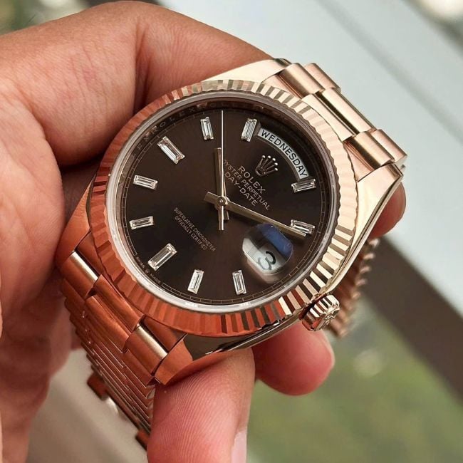 [Superclone] Rolex Day-Date 40mm Chocolate Dial Fluted President 228235 view 5