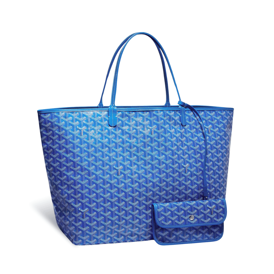 Goyard Saint Louis Gm 40 Blue Canvas Chevroches Calfskin