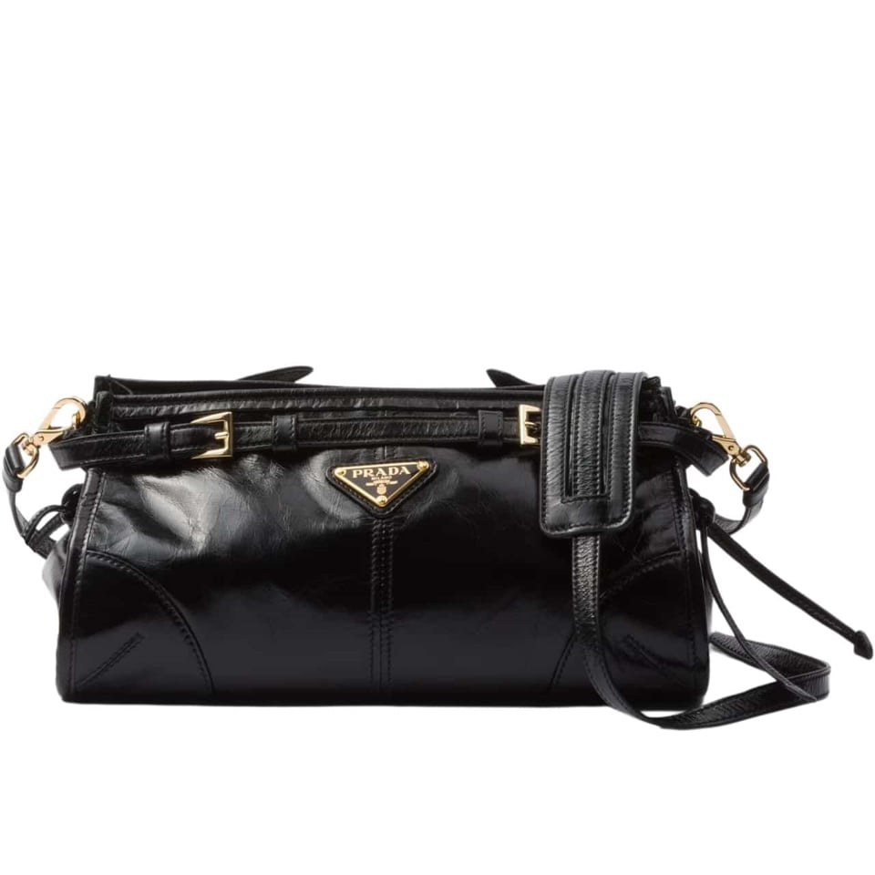Prada Small Leather Shoulder Bag Black 26Cm view 2