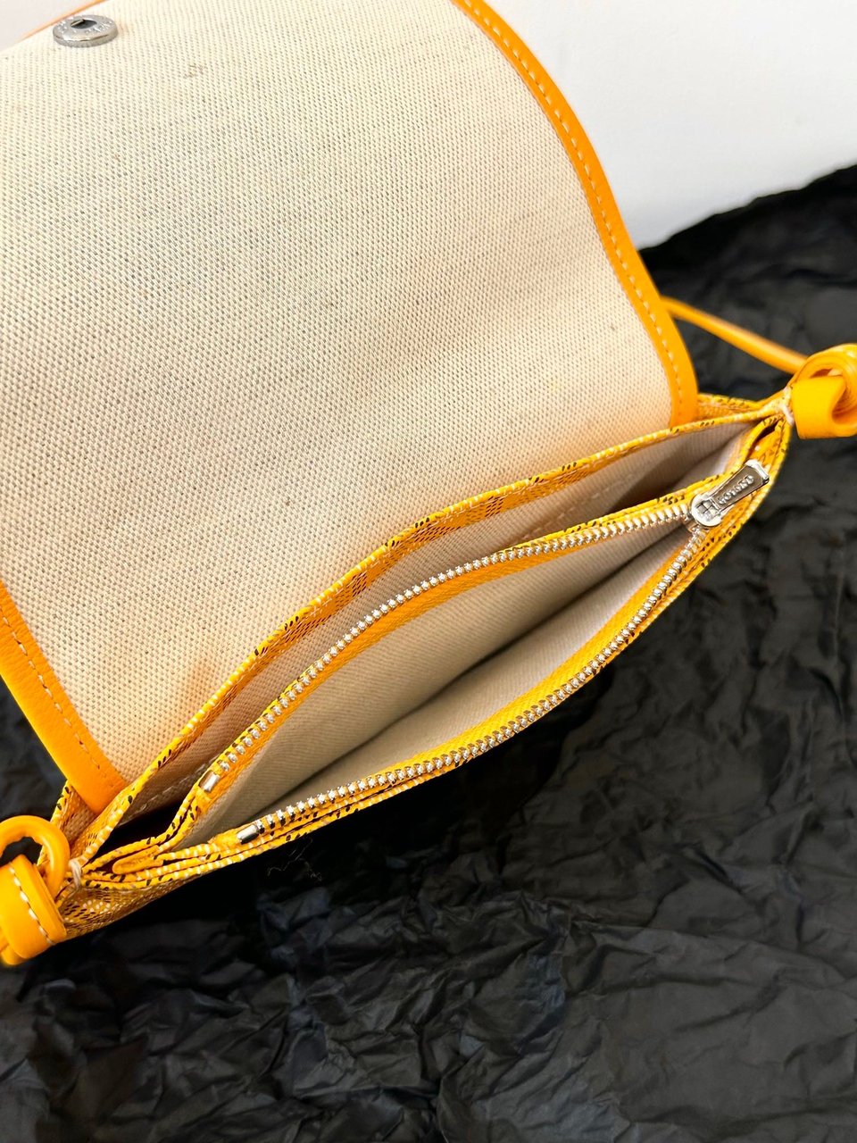 Goyard Plumet Pocket Wallet 20cm Yellow Goyardine Canvas And Lambskin Trim view 7