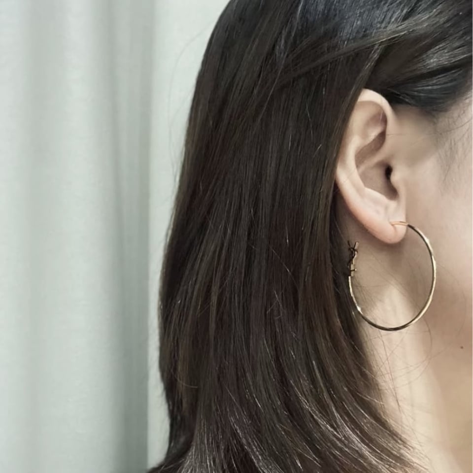 Saint Laurent Ysl Logo Big Round Earrings Silver Tone view 6