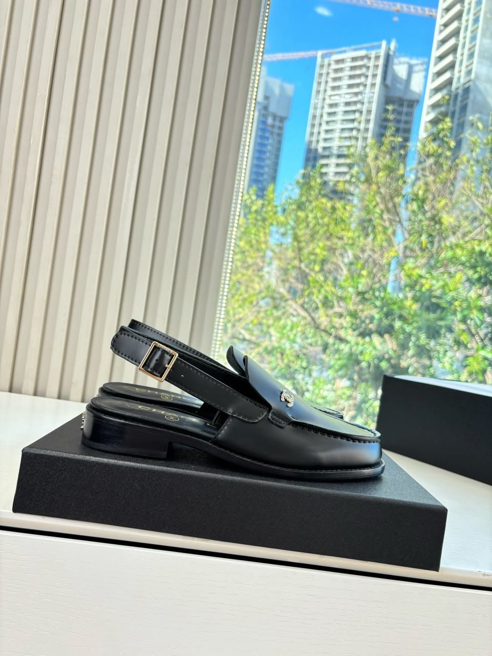 Chanel Calfskin Slingback Mules with CC Logo Black Calfskin G39842 view 9