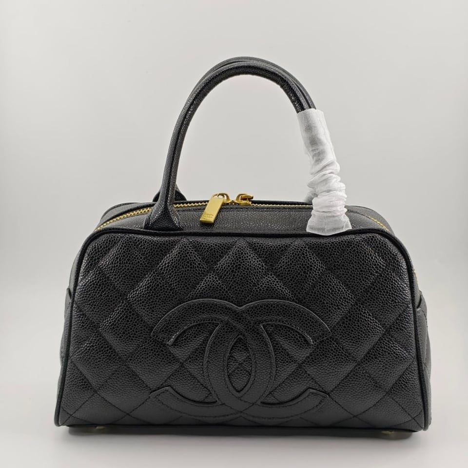 Chanel Quilted Caviar Small Bowler Satchel Black 25Cm/9.8in view 3