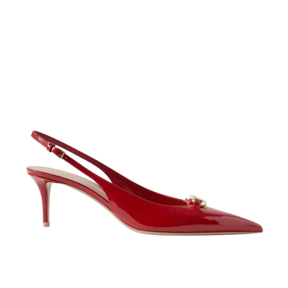 Valentino Vlogo The Bold Edition Slingback Pumps In Patent Leather 60Mm In Rouge Pur view 2