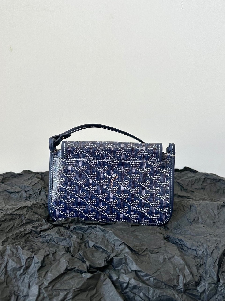 Goyard Plumet Pocket Wallet 20cm Navy Blue Goyardine Canvas And Lambskin Trim view 7