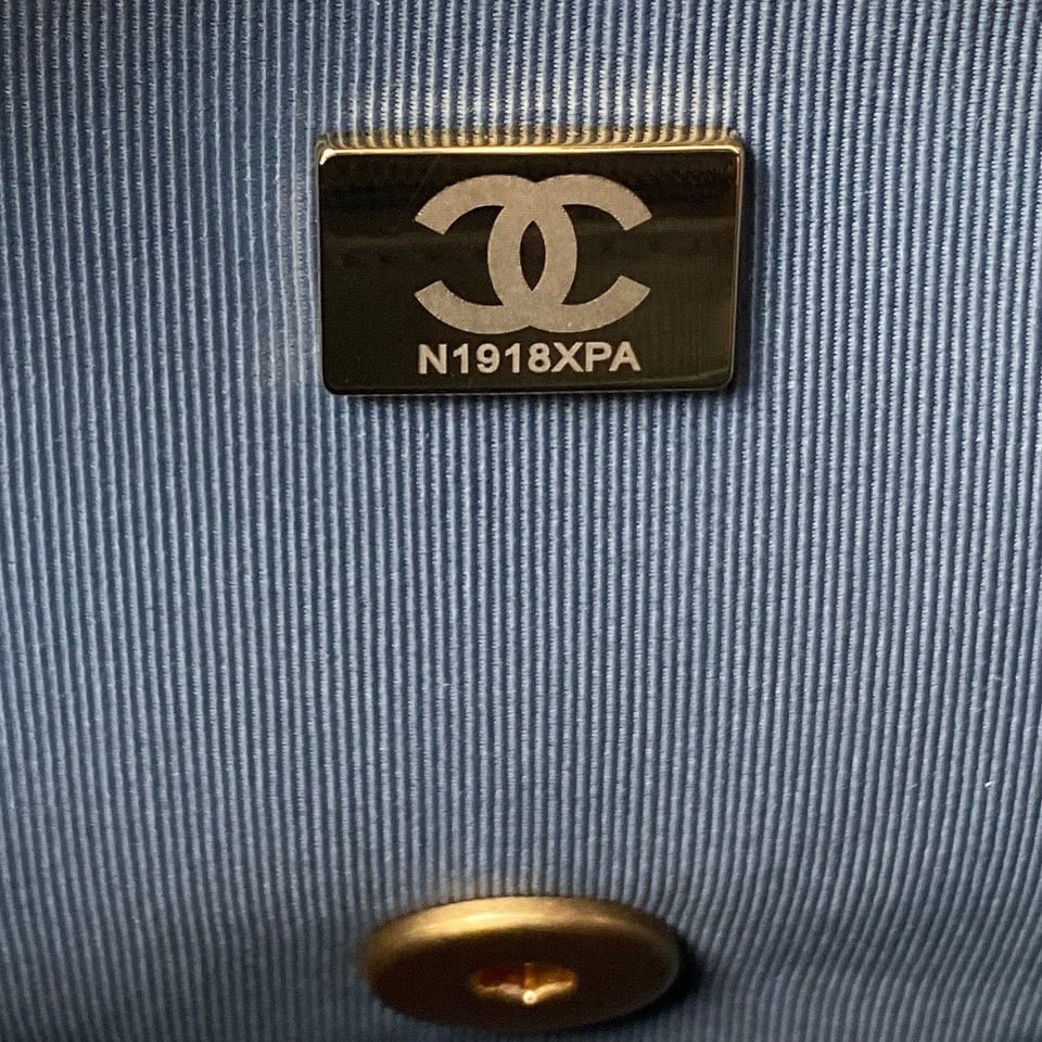 Chanel 23K 13,5Cm Steel Blue Calfskin Gold Hardware view 5