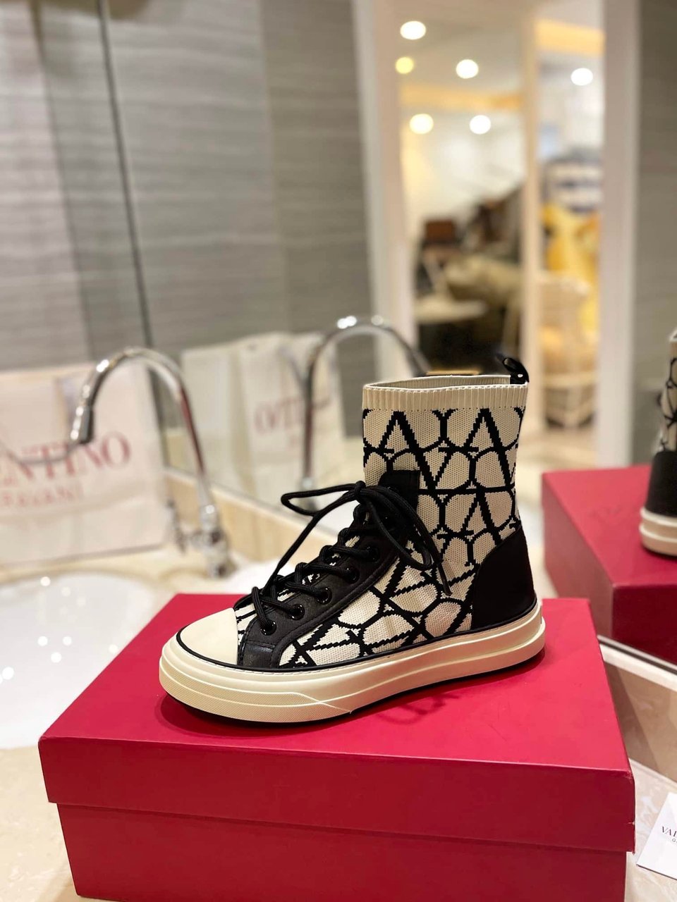 Valentino Garavani Toile Iconographe Socks Sneakers White view 7