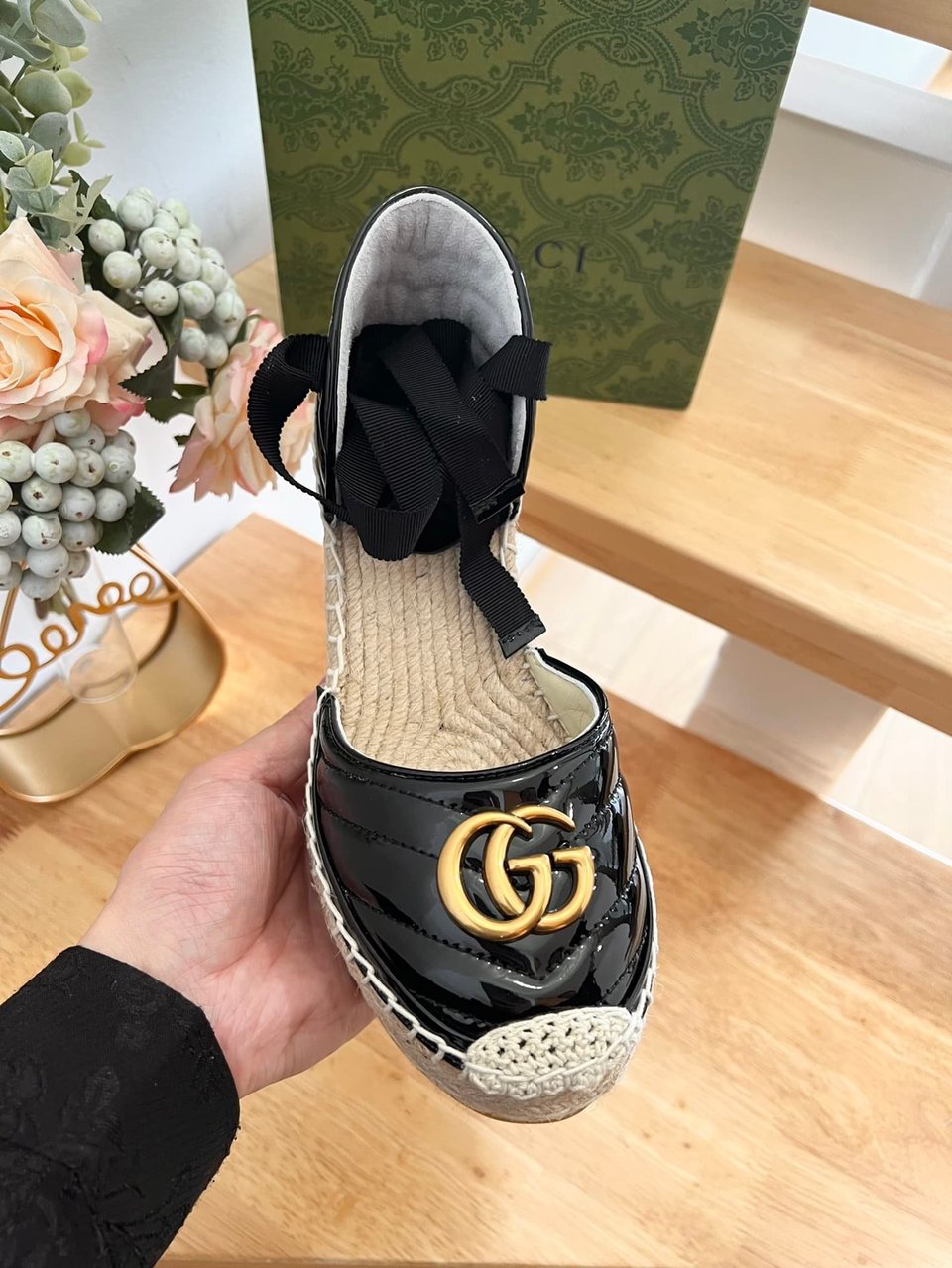 Gucci Leather Platform Espadrille Black 573023 Btmo0 1000 view 6